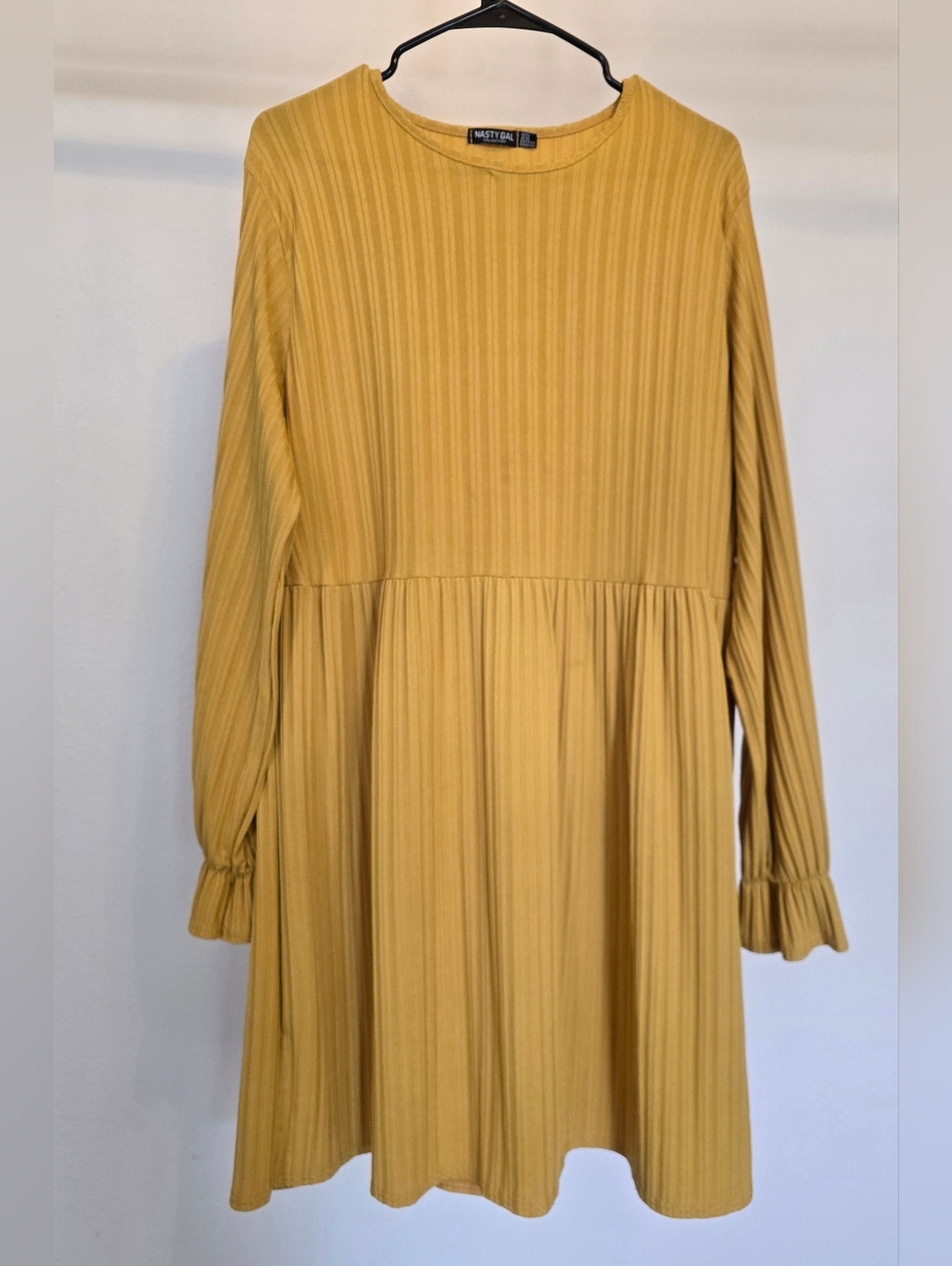 Nasty Gal Ribbed Mustard Mini Dress